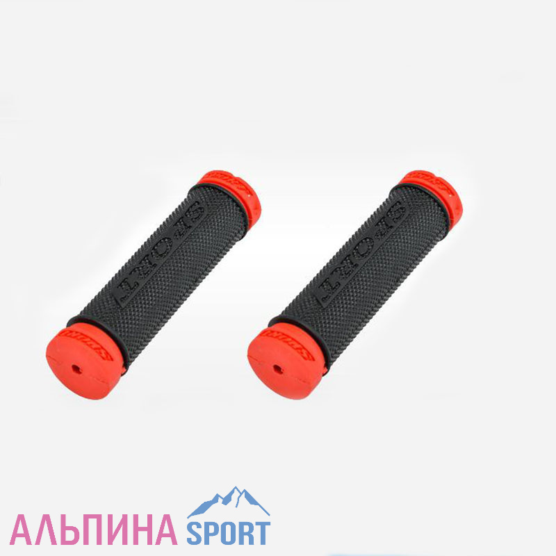 Ручки руля XL-G08 резиновые мелкий шип надпись SPORT черные с цветными окончаниями 120 мм