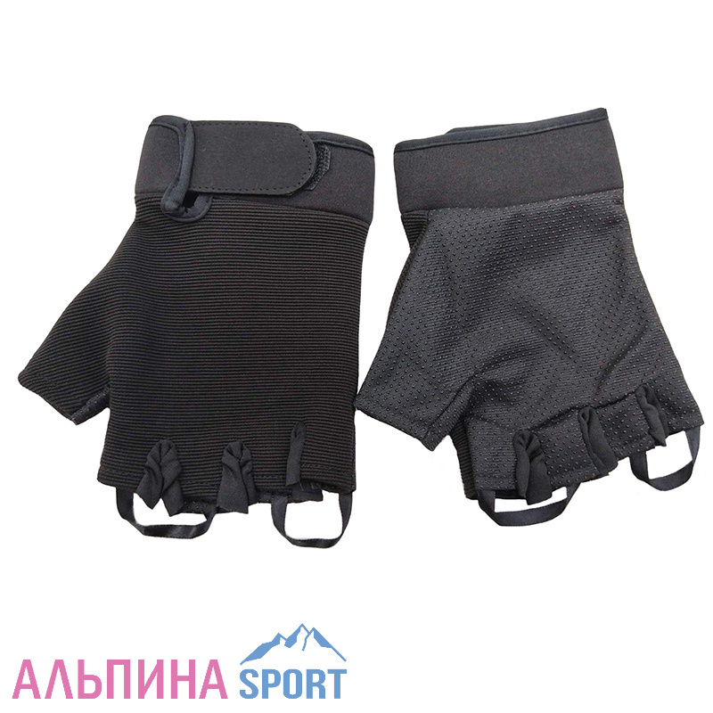 Перчатки туристические черные без пальцев KF37