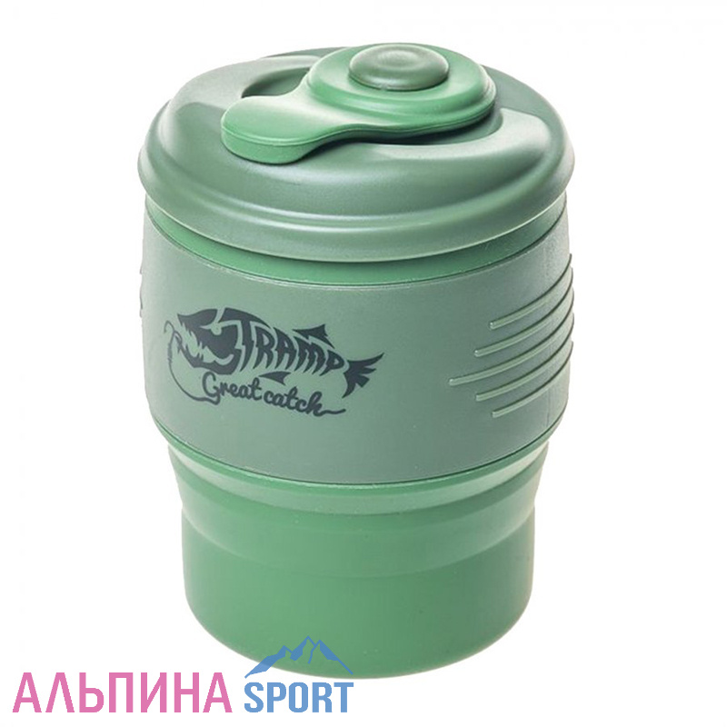 Кружка Tramp 350мл силиконовая с крышкой зеленая