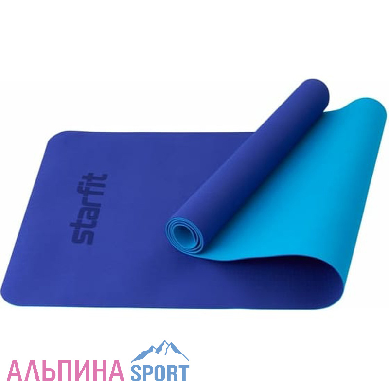 Коврик для йоги STARFIT FM-201 TPE 183x61х0,4 см темно-синий/синий