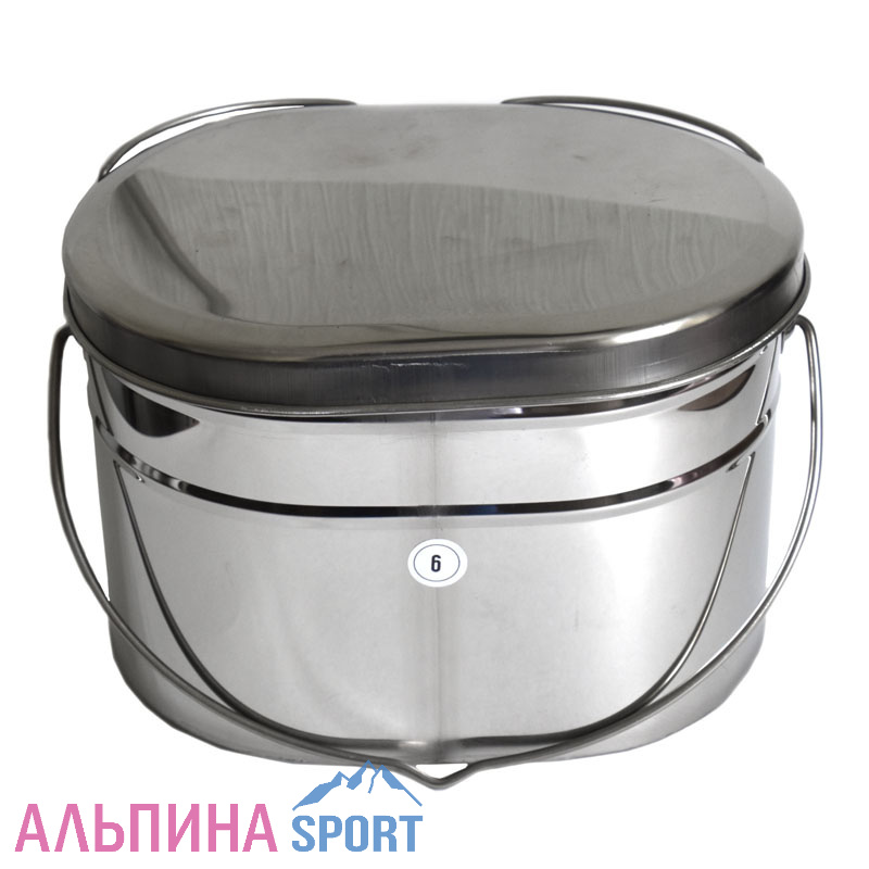 Котелок Роза Ветров 6,0л крышка с ручками низкий