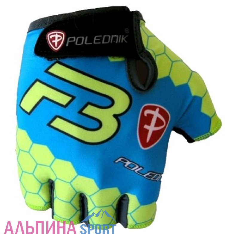 Велоперчатки Polednik F-3 синий зеленый