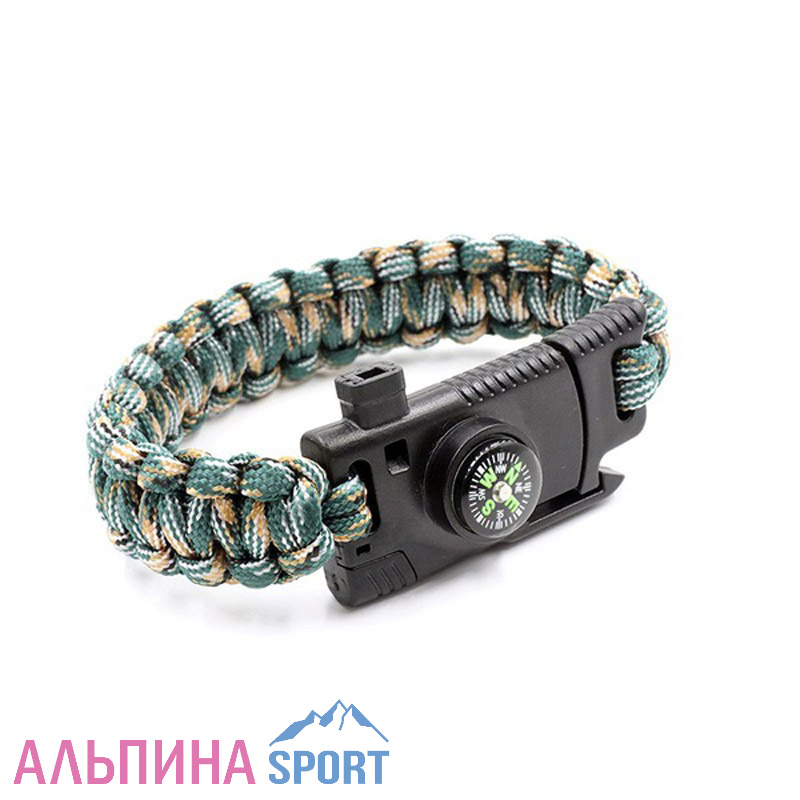 Браслет "СЛЕДОПЫТ" из паракорда со свистком и огнивом