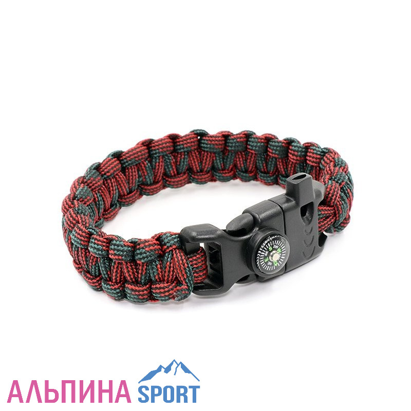 Браслет "СЛЕДОПЫТ" из паракорда со свистком и огнивом 26х2 см