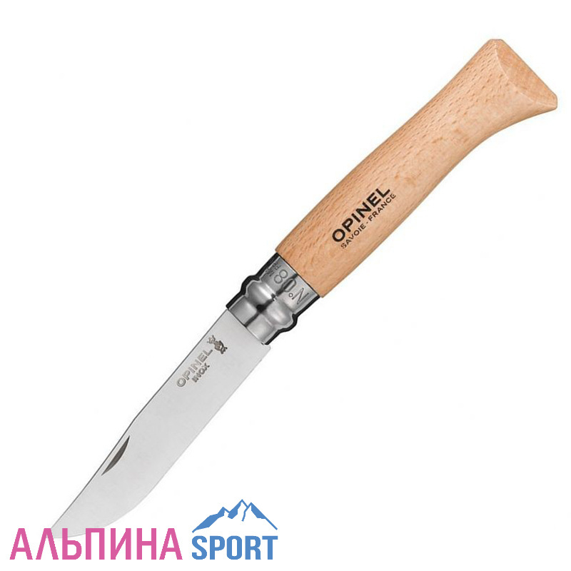 Нож Opinel №8, нержавеющая сталь, бук
