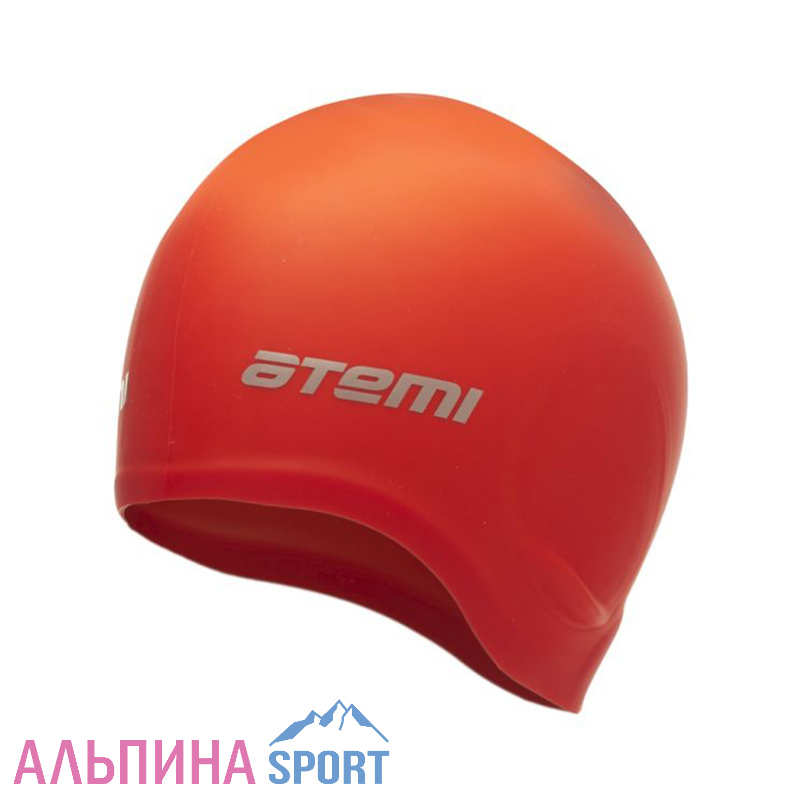 Шапочка для плавания Atemi, силикон (c ушами), красн, EC102