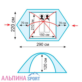 Палатка Tramp Peak 2 V2 серый_v24