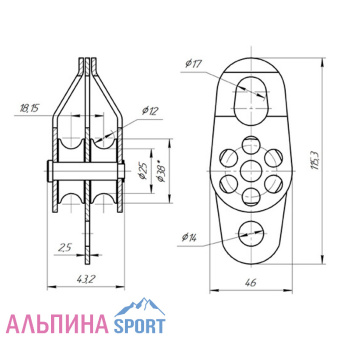Блок-ролик Вертикаль двойной на подшипнике, сталь_Site_v03