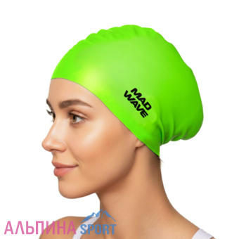 Силиконовая шапочка Mad Wave Long hair silicone Green_v04