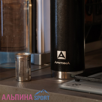 Термос Арктика американский дизайн 0,9л с ситечком черный_Site_v05
