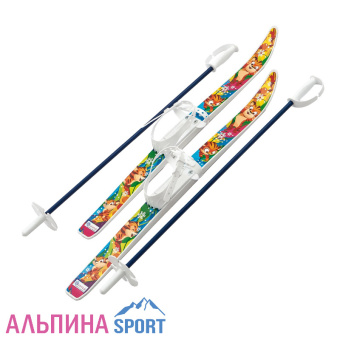 Лыжи детские Олимпик-спорт с палками, 66-75 см тигренок_v01