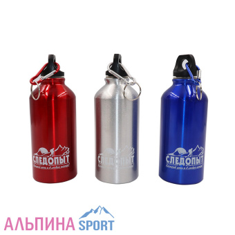 Бутылка питьевая СЛЕДОПЫТ алюм. с карабином 600 мл